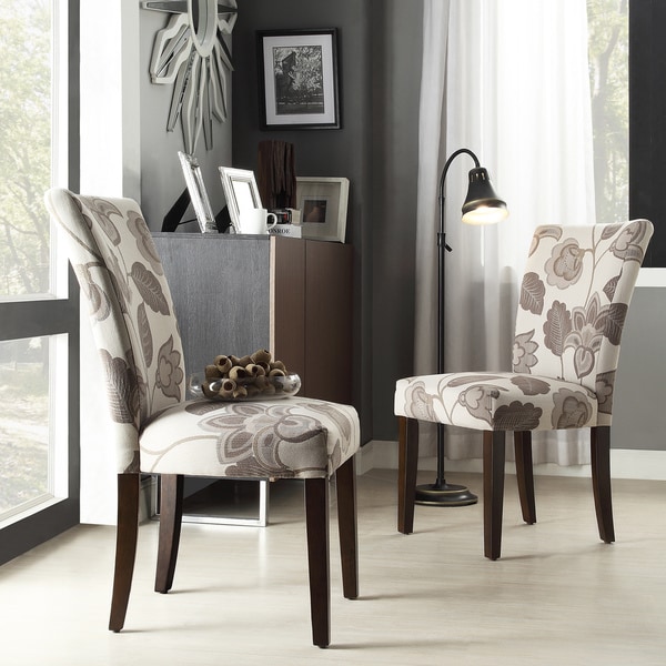 INSPIRE Q Catherine Grey Floral Parsons Dining Chair (Set of 2) - Free