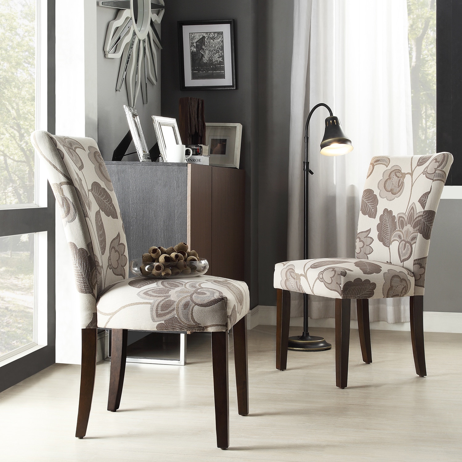 Inspire Q Catherine Grey Floral Parsons Dining Chair (set Of 2)