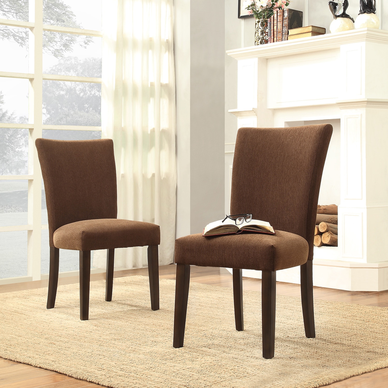 Parson Chocolate Chenille Side Chairs (set Of 2)