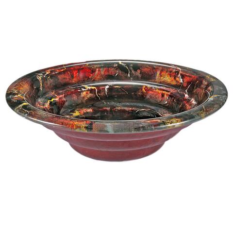 Abstract Red/ Black Storm Swirl Glass Sink Bowl