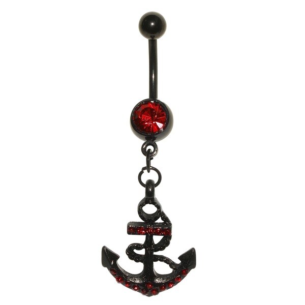 Supreme Jewelry 14G Black Anodized Titanium Anchor Belly Ring with