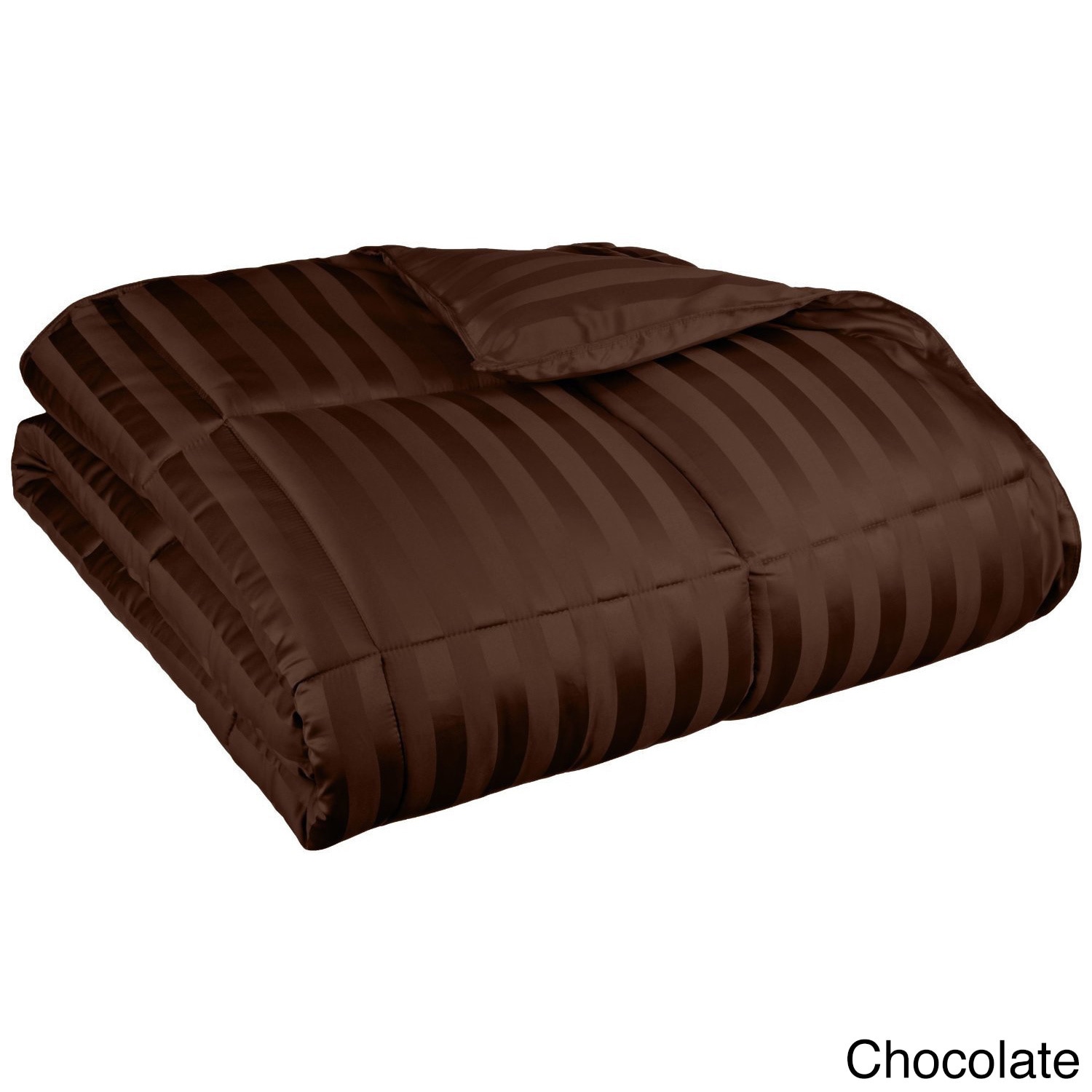 Home City Inc. All season Luxurious Striped Down Alternative Comforter Brown Size Twin