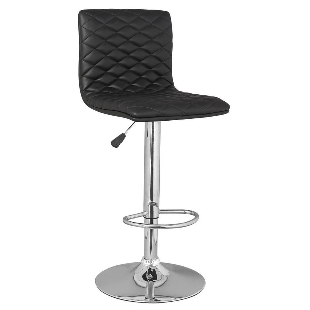 Retro Chrome Swivel Bar Stool with Black Cushion Seat by Coaster 2244 Set of 2 