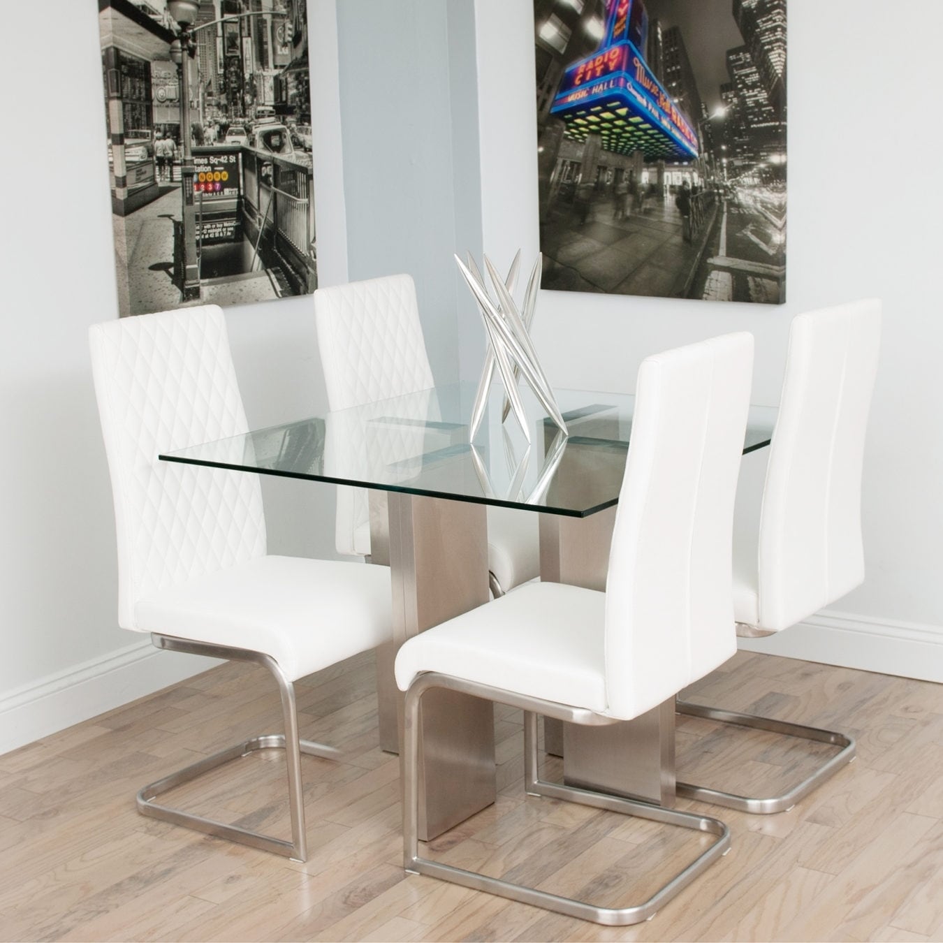 Soler Brushed Square Glass Dining Table