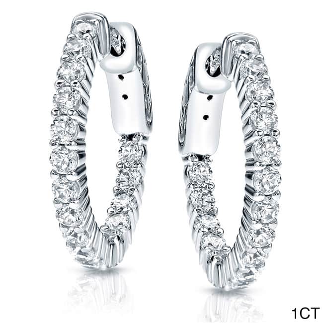 Auriya 14k Gold Small to Large Diamond Hoop Earrings (H-I, SI1-SI2)