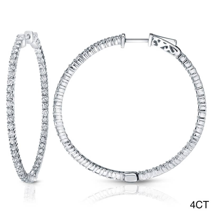 Auriya 14k Gold Small to Large Diamond Hoop Earrings (H-I, SI1-SI2)