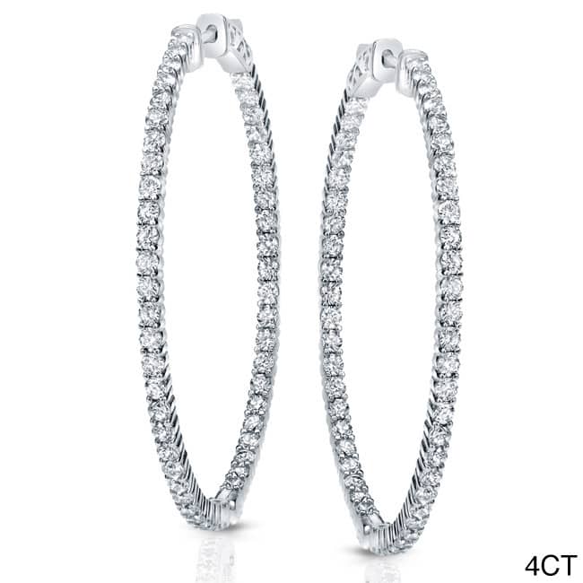 Auriya 14k Gold Small to Large Diamond Hoop Earrings (H-I, SI1-SI2)