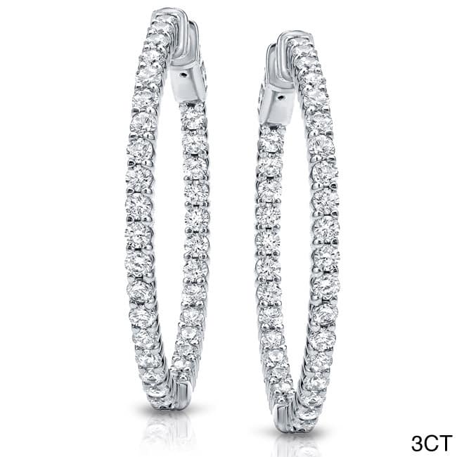 Auriya 14k Gold Small to Large Diamond Hoop Earrings (H-I, SI1-SI2)