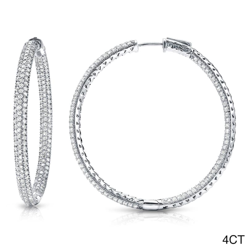 Auriya 14k Gold Small to Large Pave Diamond Hoop Earrings (J-K, I1-I2)