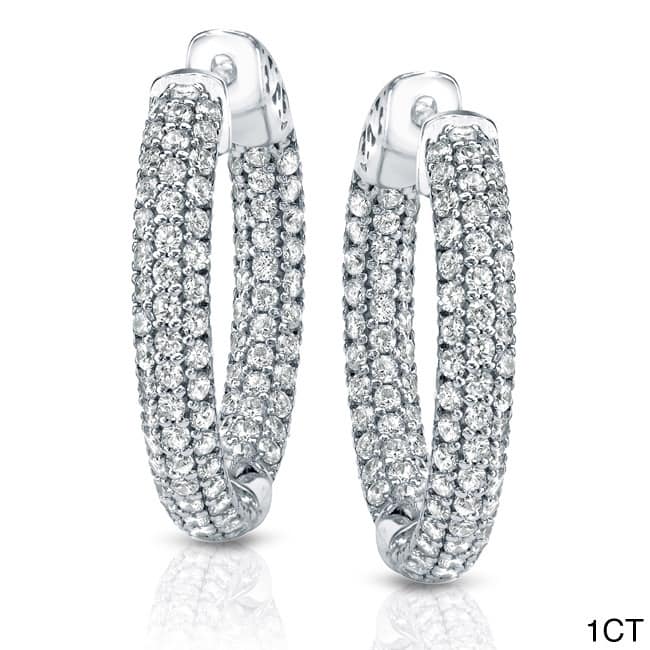 Auriya 14k Gold Small to Large Pave Diamond Hoop Earrings (J-K, I1-I2)