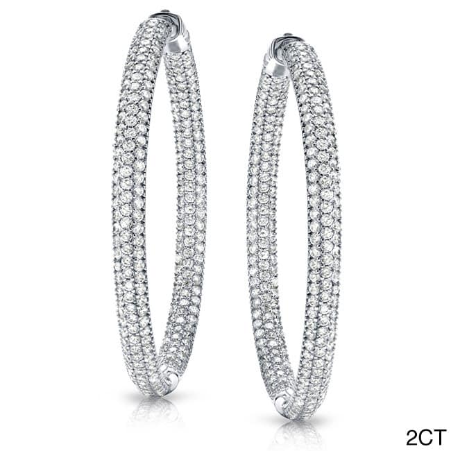 Auriya 14k Gold Small to Large Pave Diamond Hoop Earrings (J-K, I1-I2)