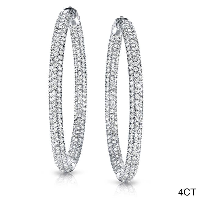 Auriya 14k Gold Small to Large Pave Diamond Hoop Earrings (J-K, I1-I2)