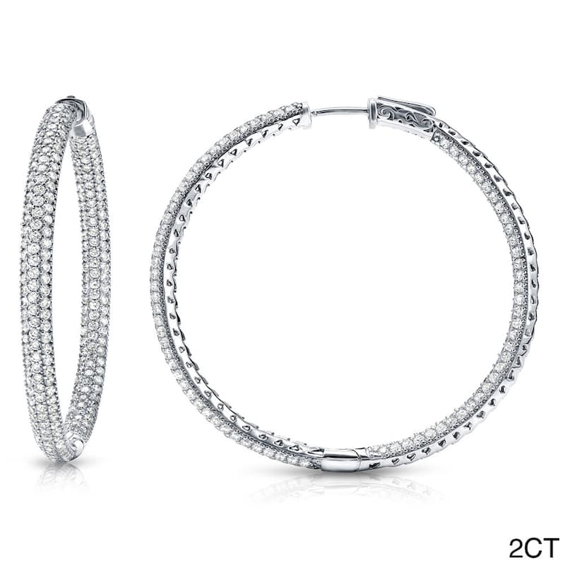 Auriya 14k Gold Small to Large Pave Diamond Hoop Earrings (J-K, I1-I2)