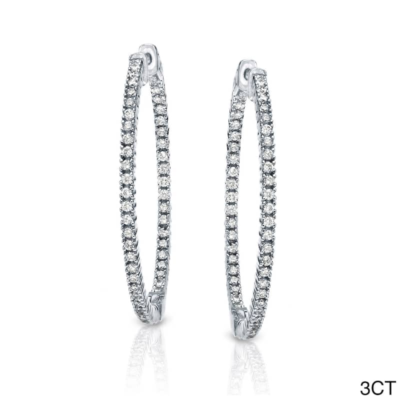 Auriya 14k Gold 3ct to 8ctw Large Diamond Hoop Earrings-50 mm (1.96-inch) (J-K, I1-I2)