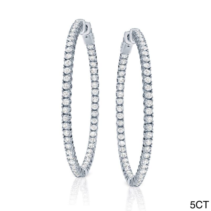 Auriya 14k Gold 3ct to 8ctw Large Diamond Hoop Earrings-50 mm (1.96-inch) (J-K, I1-I2)