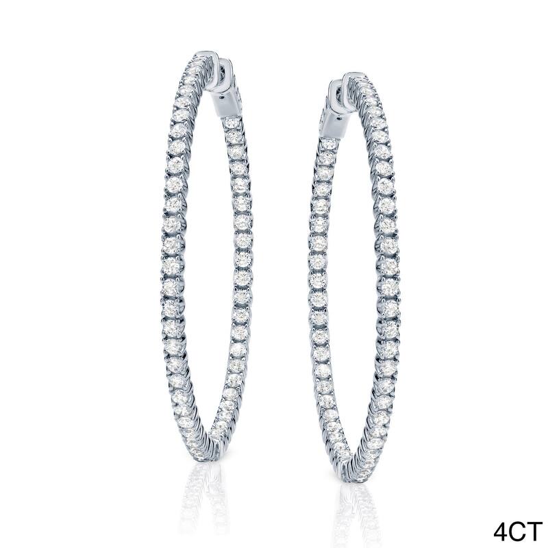 Auriya 14k Gold 3ct to 8ctw Large Diamond Hoop Earrings-50 mm (1.96-inch) (J-K, I1-I2)