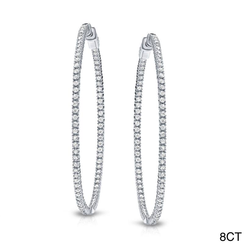 Auriya 14k Gold 3ct to 8ctw Large Diamond Hoop Earrings-50 mm (1.96-inch) (J-K, I1-I2)