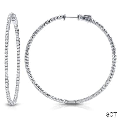 Auriya 14k Gold 3ct to 8ctw Large Diamond Hoop Earrings-50 mm (1.96-inch) (J-K, I1-I2)