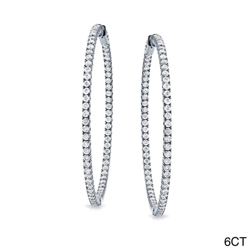 Auriya 14k Gold 3ct to 8ctw Large Diamond Hoop Earrings-50 mm (1.96-inch) (J-K, I1-I2)