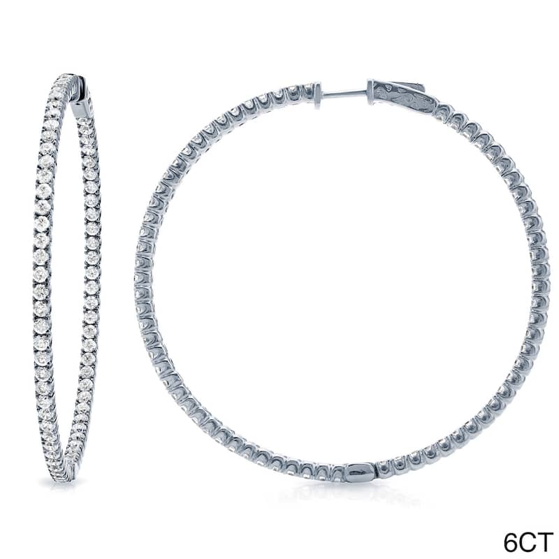 Auriya 14k Gold 3ct to 8ctw Large Diamond Hoop Earrings-50 mm (1.96-inch) (J-K, I1-I2)