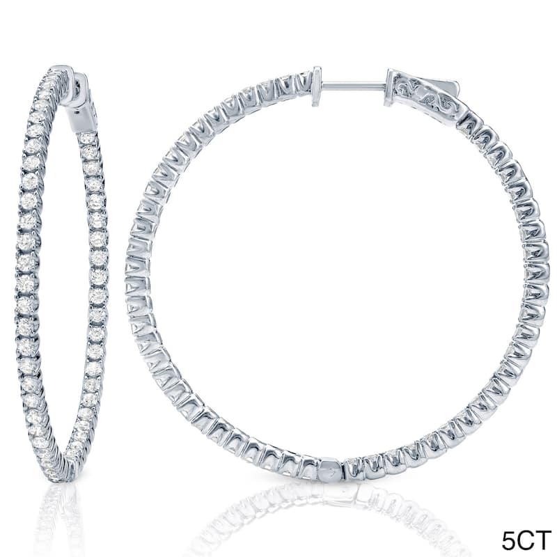 Auriya 14k Gold 3ct to 8ctw Large Diamond Hoop Earrings-50 mm (1.96-inch) (J-K, I1-I2)