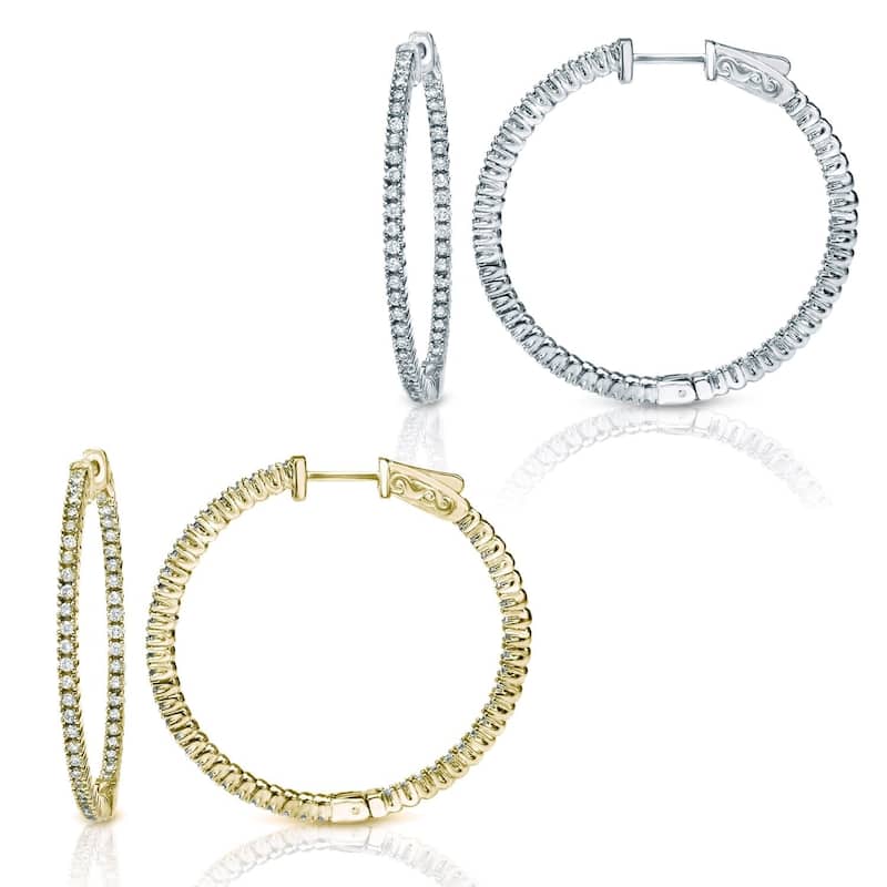 Auriya 14k Gold 3ct to 8ctw Large Diamond Hoop Earrings 50 mm (1.96-inch) (H-I, SI1-SI2)