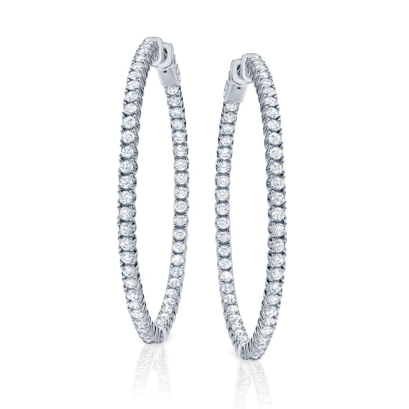 Auriya 14k Gold 3ct to 8ctw Large Diamond Hoop Earrings 50 mm (1.96-inch) (H-I, SI1-SI2)
