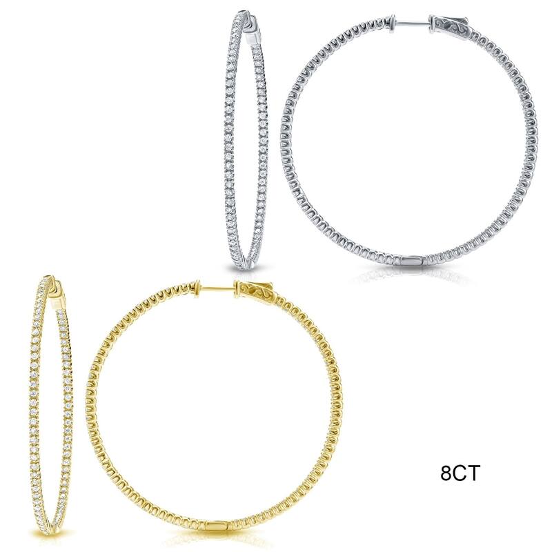 Auriya 14k Gold 3ct to 8ctw Large Diamond Hoop Earrings 50 mm (1.96-inch) (H-I, SI1-SI2)
