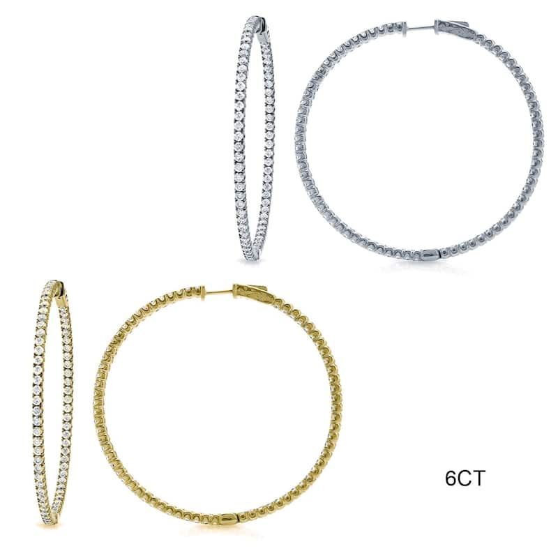 Auriya 14k Gold 3ct to 8ctw Large Diamond Hoop Earrings 50 mm (1.96-inch) (H-I, SI1-SI2)