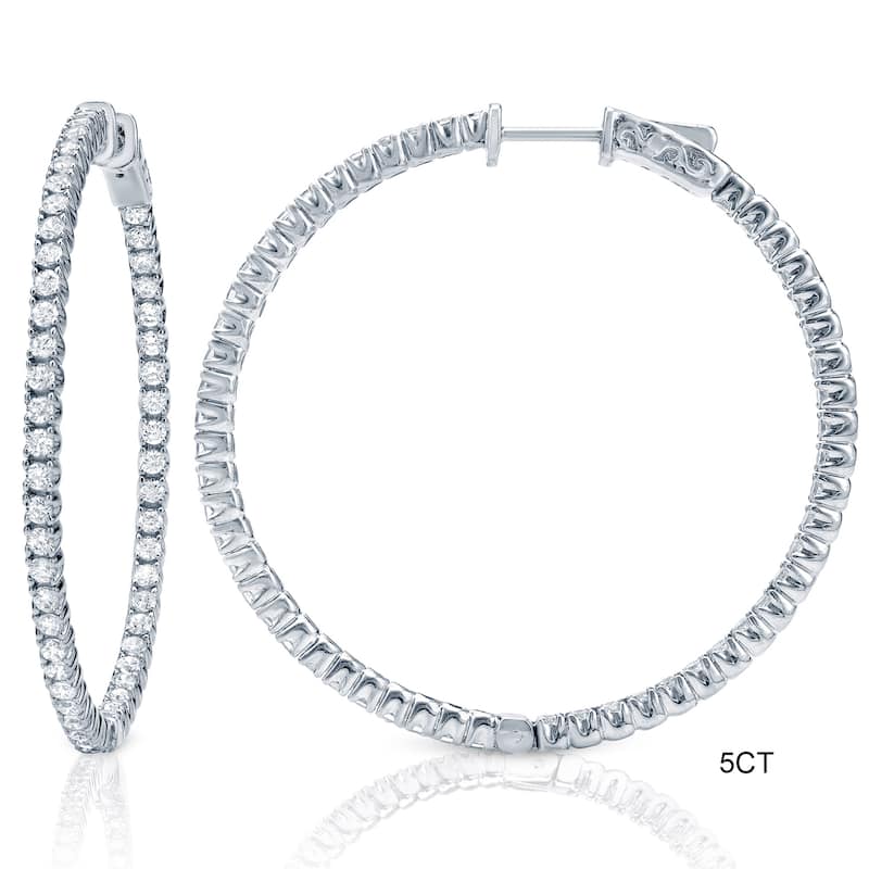 Auriya 14k Gold 3ct to 8ctw Large Diamond Hoop Earrings 50 mm (1.96-inch) (H-I, SI1-SI2)