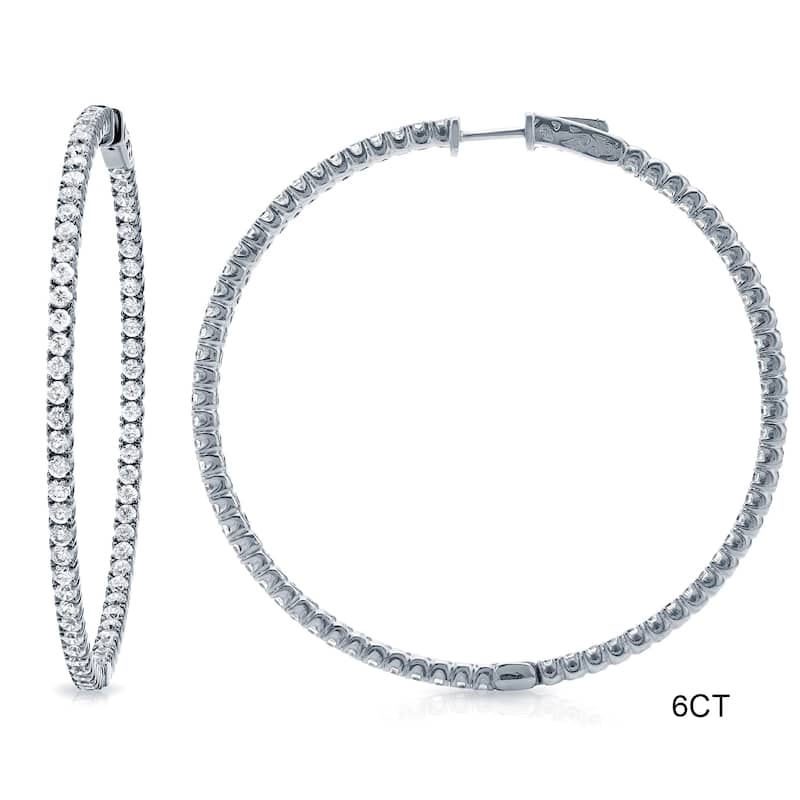 Auriya 14k Gold 3ct to 8ctw Large Diamond Hoop Earrings 50 mm (1.96-inch) (H-I, SI1-SI2)