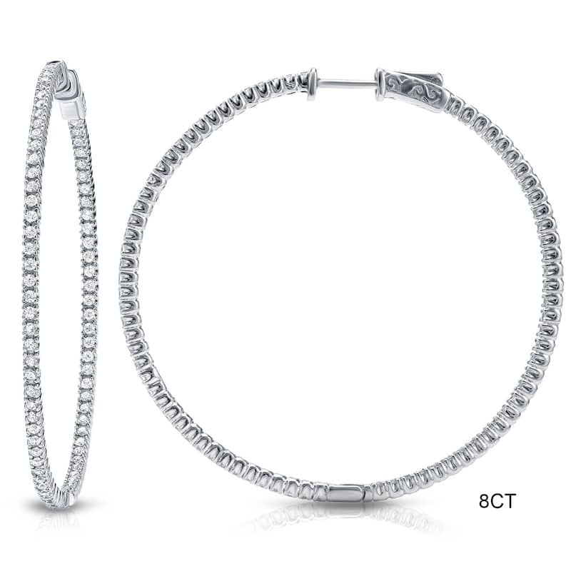 Auriya 14k Gold 3ct to 8ctw Large Diamond Hoop Earrings 50 mm (1.96-inch) (H-I, SI1-SI2)