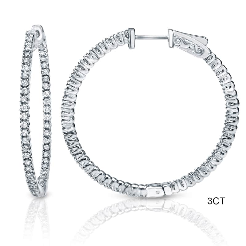 Auriya 14k Gold 3ct to 8ctw Large Diamond Hoop Earrings 50 mm (1.96-inch) (H-I, SI1-SI2)