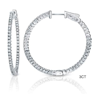 Auriya 14k Gold 3ct to 8ctw Large Diamond Hoop Earrings 50 mm (1.96-inch) (H-I, SI1-SI2)