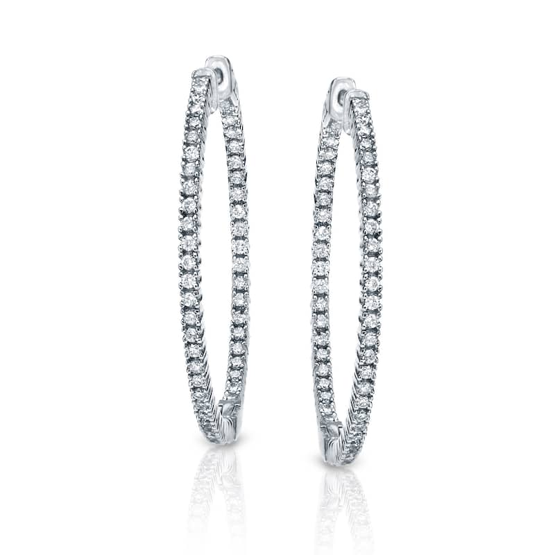 Auriya 14k Gold 3ct to 8ctw Large Diamond Hoop Earrings 50 mm (1.96-inch) (H-I, SI1-SI2)