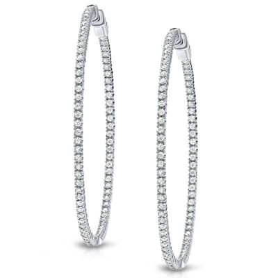 Auriya 14k Gold 5 carat TW Large Inside-out Diamond Hoop Earrings-57 mm (2.26-inch) (H-I, SI1-SI2)
