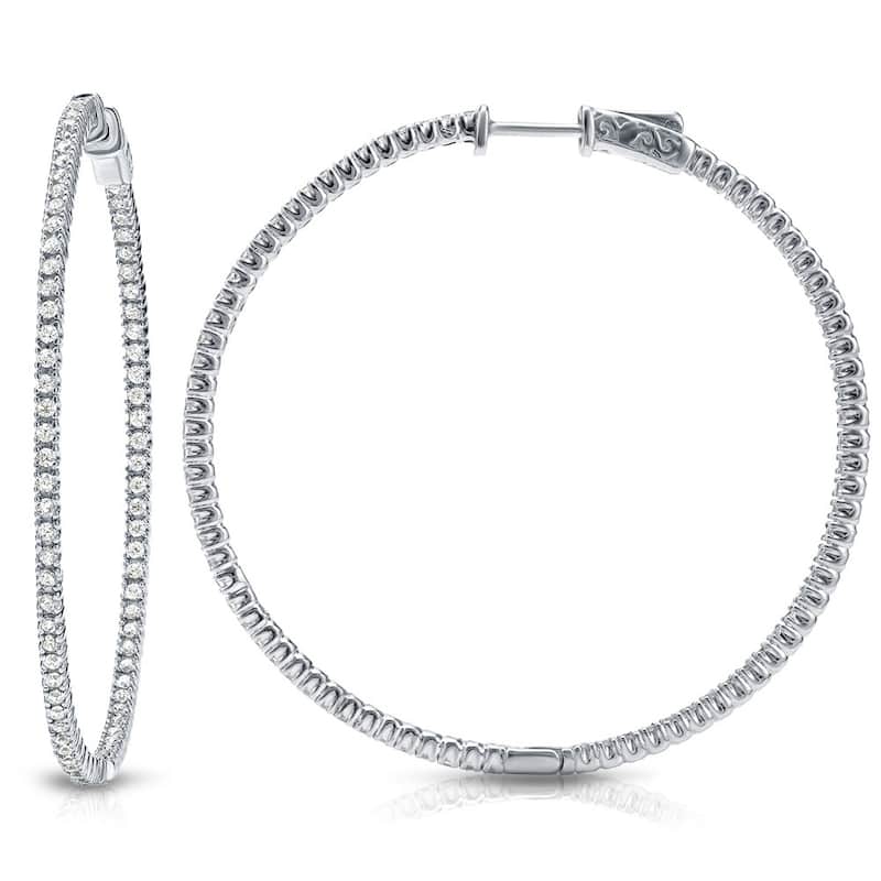 Auriya 14k Gold 5 carat TW Large Inside-out Diamond Hoop Earrings-57 mm (2.26-inch) (H-I, SI1-SI2)