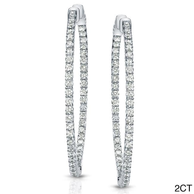 Auriya 14k Gold Small to Large Diamond Hoop Earrings (J-K, I1-I2)