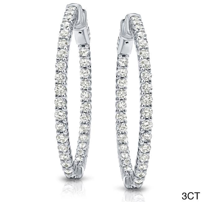 Auriya 14k Gold Small to Large Diamond Hoop Earrings (J-K, I1-I2)