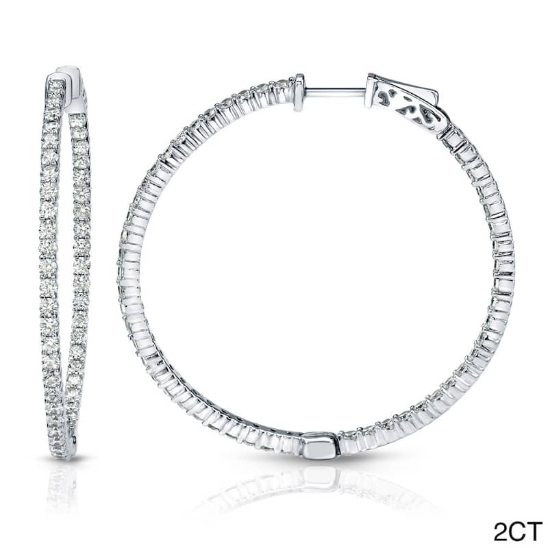Auriya 14k Gold Small to Large Diamond Hoop Earrings (J-K, I1-I2)