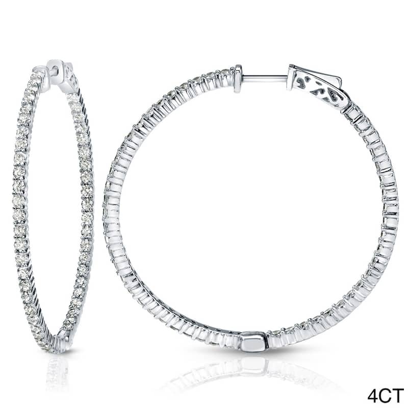 Auriya 14k Gold Small to Large Diamond Hoop Earrings (J-K, I1-I2)