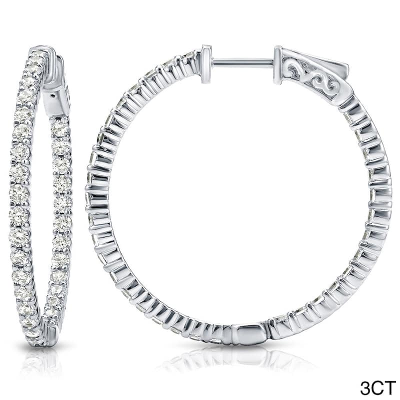 Auriya 14k Gold Small to Large Diamond Hoop Earrings (J-K, I1-I2)