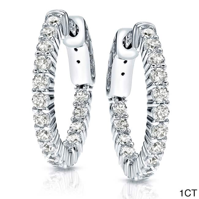 Auriya 14k Gold Small to Large Diamond Hoop Earrings (J-K, I1-I2)