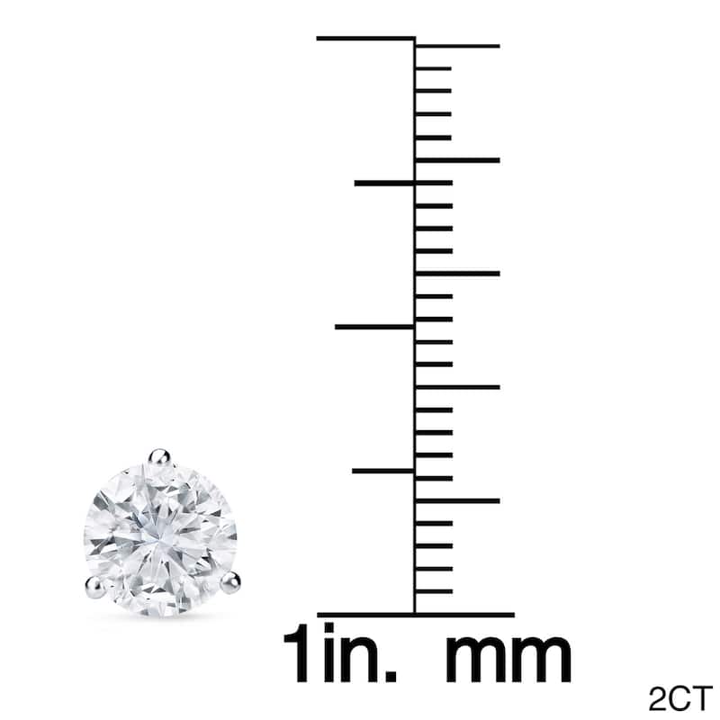 Auriya 1 to 2 carat TW 3-Prong Martini Round Solitaire Diamond Stud Earrings 18K Gold GIA Certified - F-G, VS1-VS2