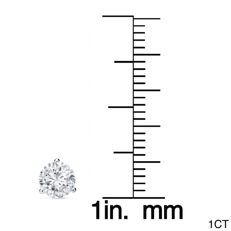 Auriya 1 to 2 carat TW 3-Prong Martini Round Solitaire Diamond Stud Earrings 18K Gold GIA Certified - F-G, VS1-VS2