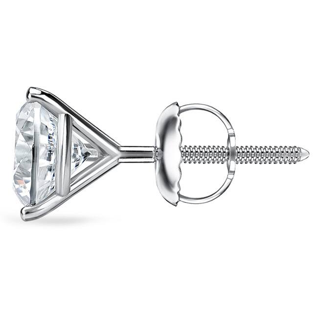 Auriya 1 to 2 carat TW 3-Prong Martini Round Solitaire Diamond Stud Earrings 18K Gold GIA Certified - F-G, VS1-VS2