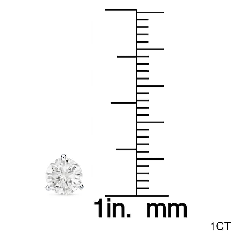 Auriya 1 to 2 carat TW 3-Prong Martini Round Solitaire Diamond Stud Earrings 18K Gold GIA Certified (H-I, SI1-SI2)