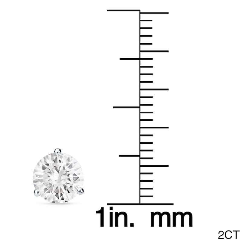 Auriya 1 to 2 carat TW 3-Prong Martini Round Solitaire Diamond Stud Earrings 18K Gold GIA Certified (H-I, SI1-SI2)