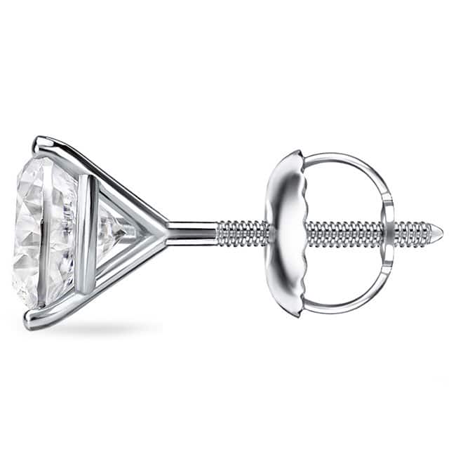 Auriya 1 to 2 carat TW 3-Prong Martini Round Solitaire Diamond Stud Earrings 18K Gold GIA Certified (H-I, SI1-SI2)