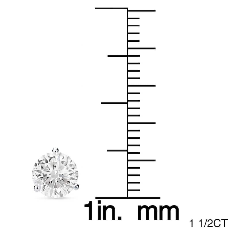 Auriya 1 to 2 carat TW 3-Prong Martini Round Solitaire Diamond Stud Earrings 18K Gold GIA Certified (H-I, SI1-SI2)